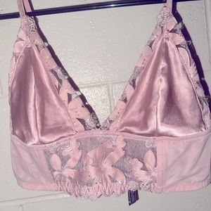 Victoria Secret lace wireless bralette in light pink with flower detailing